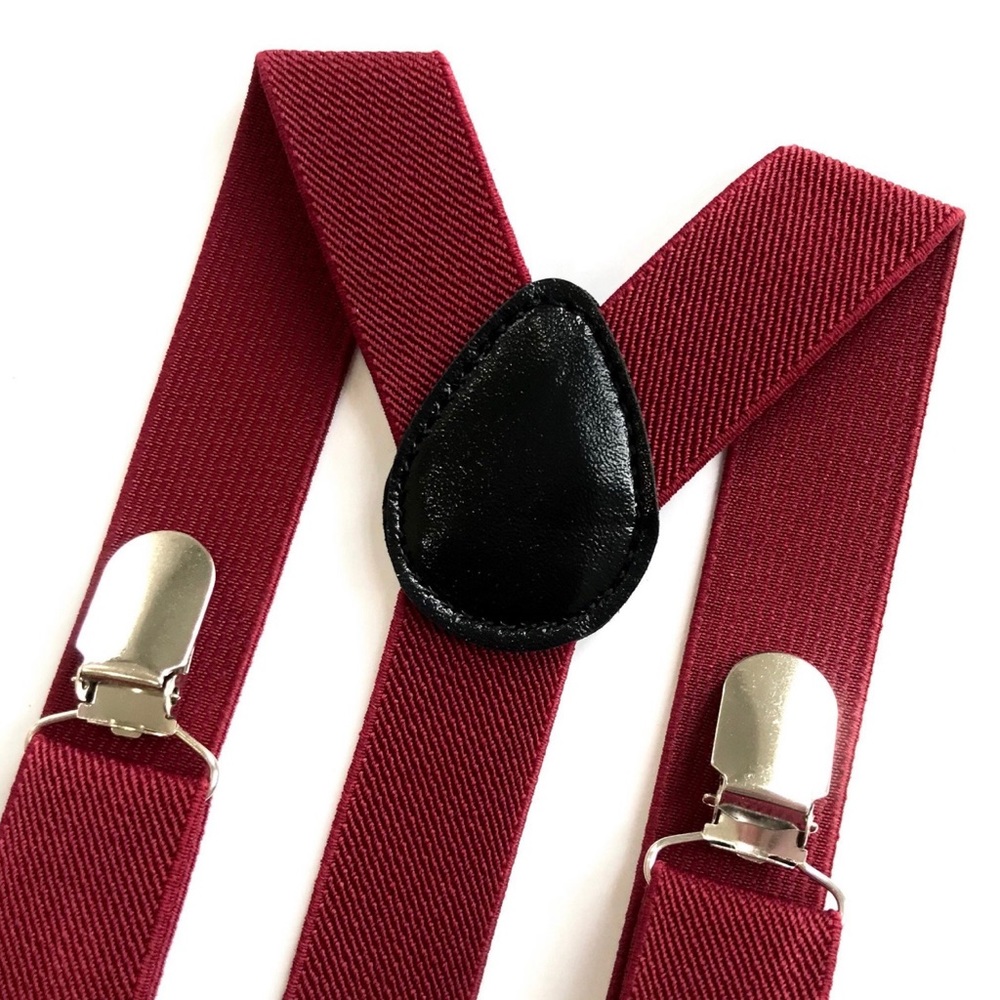 Burgundy y-back elastic suspenders